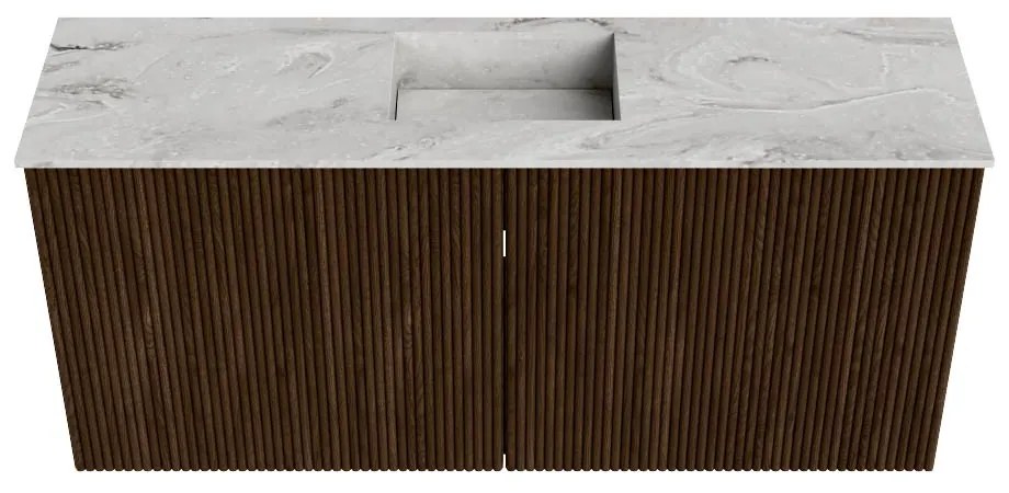 Mondiaz Joya DLux 90cm toiletmeubel walnut met wastafel faye midden zonder kraangat glace