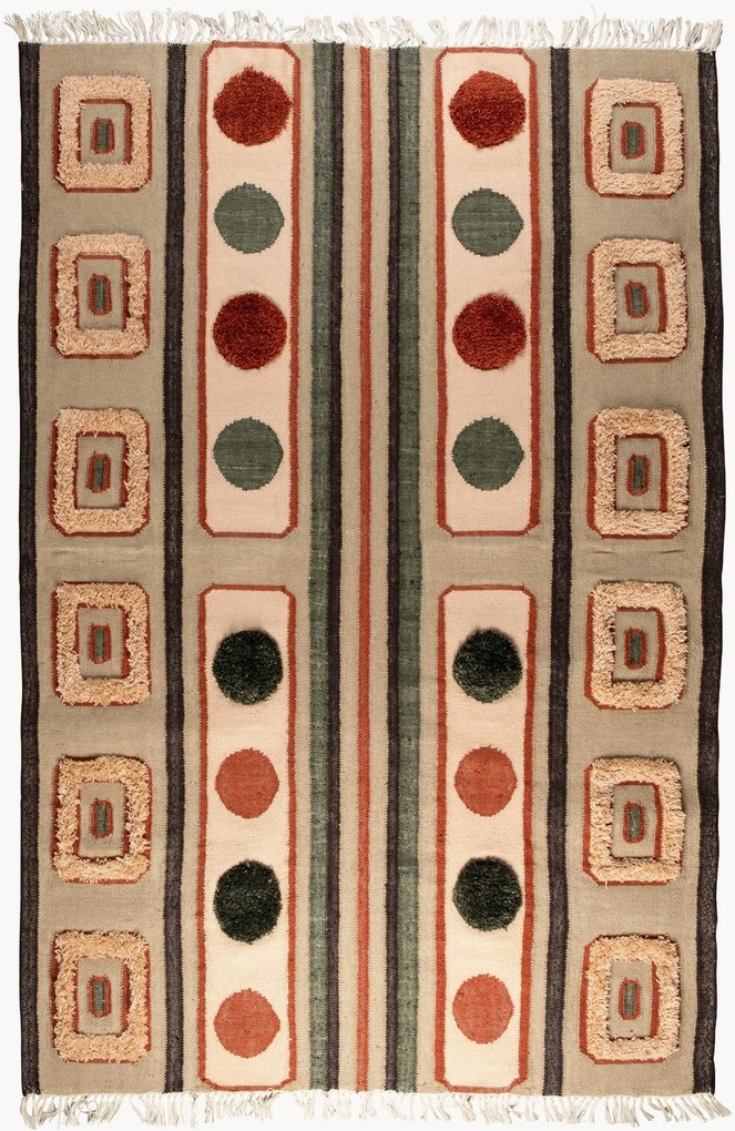 Handgeweven hoogpolig vloerkleed Haydon met franjes, in verschillende formaten