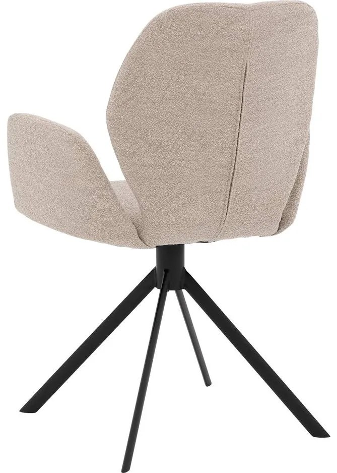 Goossens Eetkamerstoel Hera beige stof met armleuning, modern design
