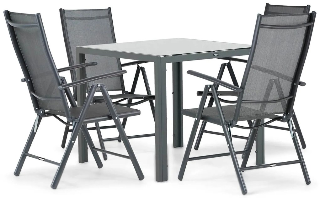 Tuinset 4 personen 85 cm Aluminium/textileen Grijs Domani Furniture Carino/Venustas