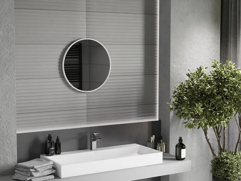 Mexen Loft ronde badkamerspiegel 50 cm, witte lijst - 9850-050-050-000-20