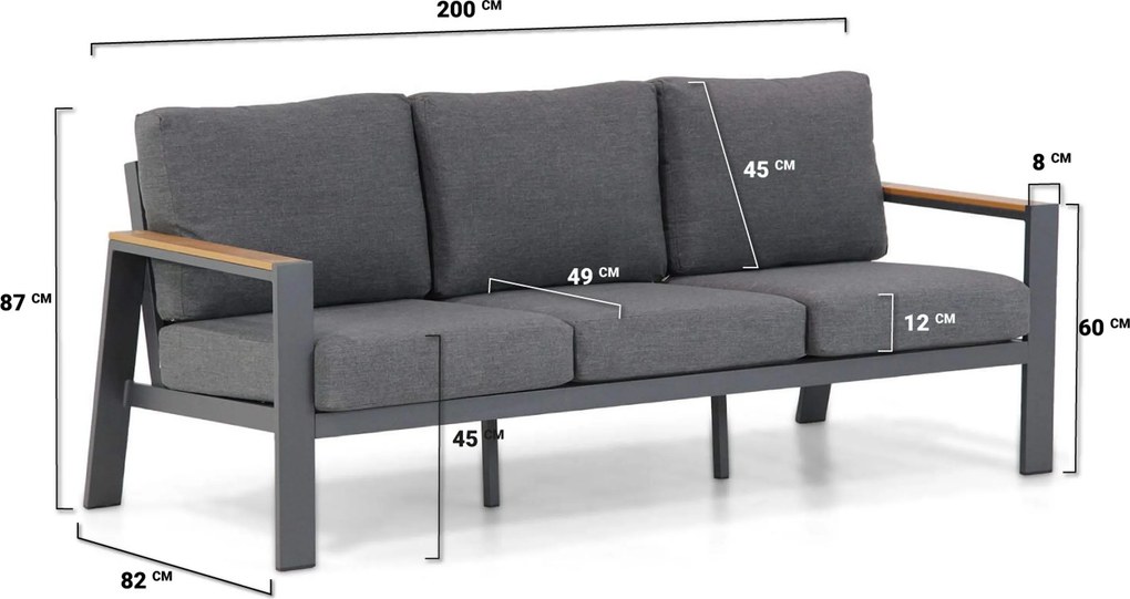 Stoel en Bank Loungeset 5 personen Aluminium/polywood Grijs Domani Furniture Roseto