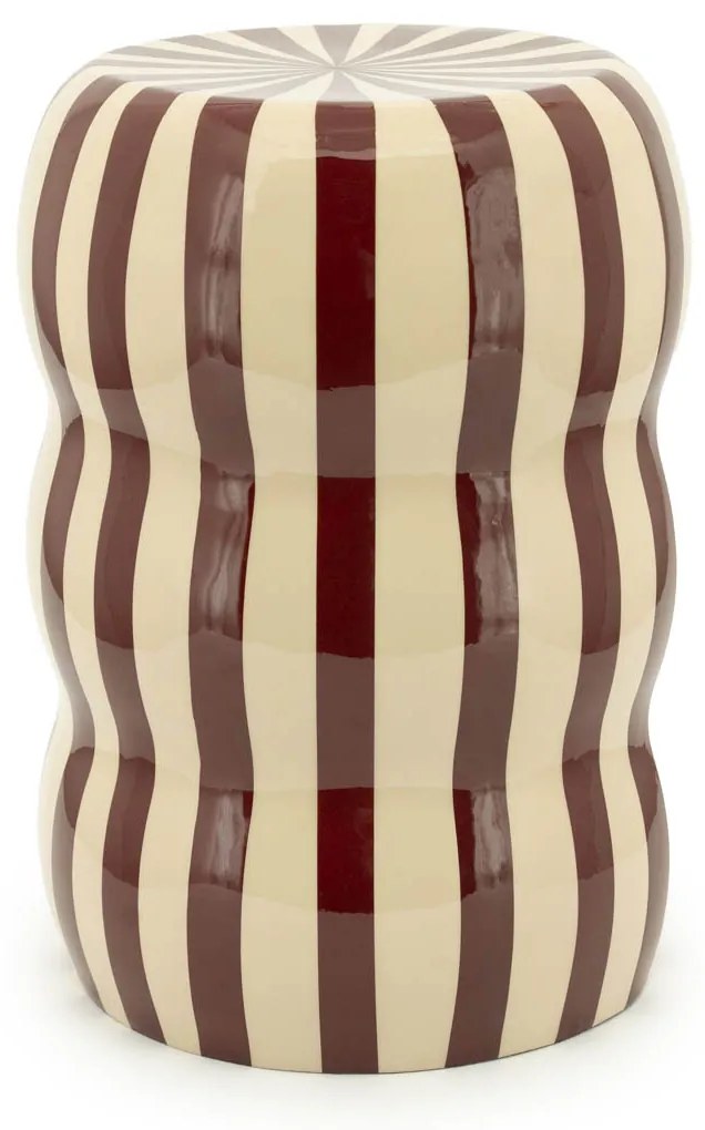 By-Boo Candice Hoogglans Bijzettafel Beige Rood - 28 X 28cm.