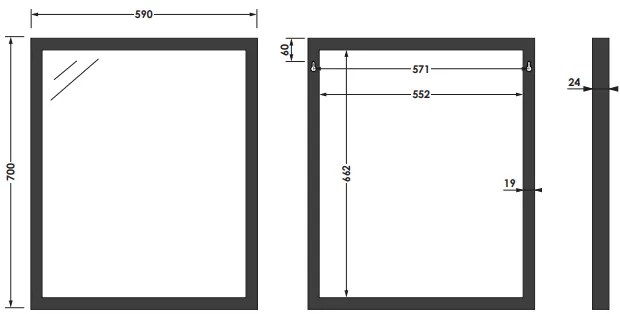 Sanituba Silhouette 60x70cm spiegel met RVS look omlijsting