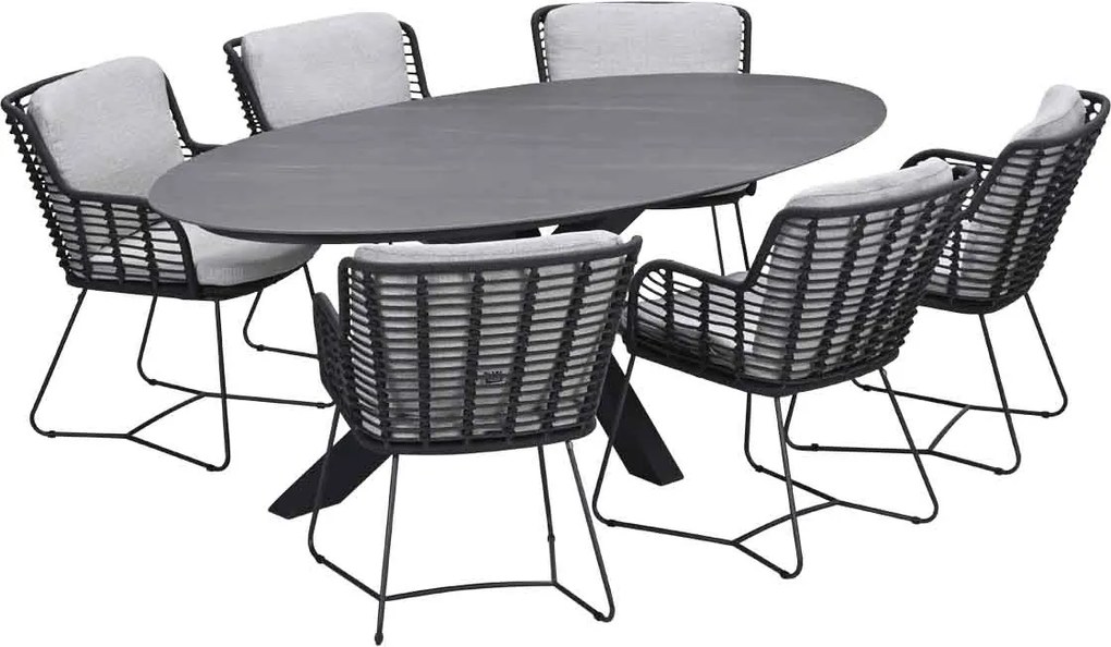 Garden Impressions Fabrice tuinset 7-delig - Scot tuintafel Napoli grey 230x115 cm
