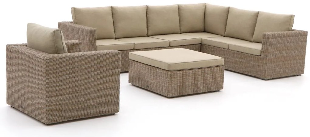 Hoek loungeset Intenso  | 7 personen | Loungeset Beige | Hoekbank Wicker (vlechtwerk) | 305x230cm | Kees Smit Tuinmeubelen