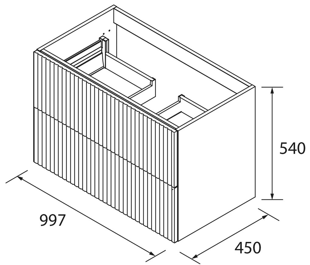 Muebles Estella badmeubel ribbelfront 100cm macchiato met solid surface wastafel met kraangat