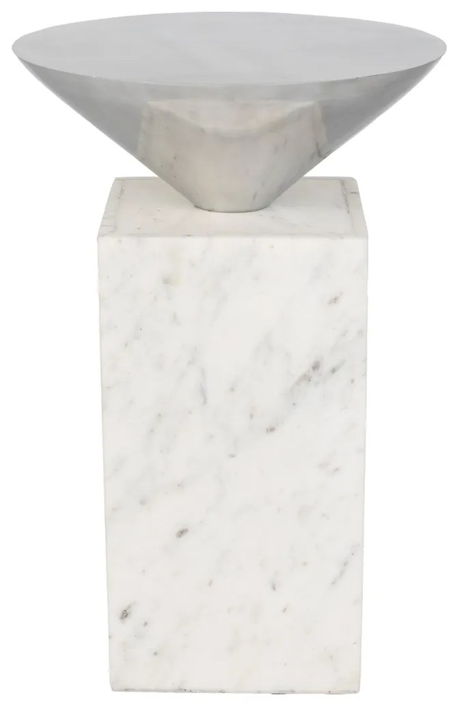 Zuiver Pride Design Tafeltje Marmer En Zilver - 30 X 30cm.