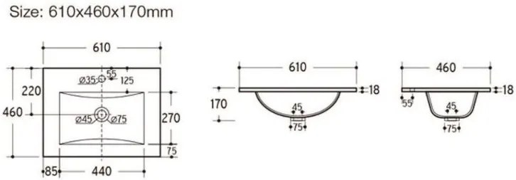 Comad Brooklin badkamermeubel 60cm met zwarte wastafel en kraangat eiken/zwart