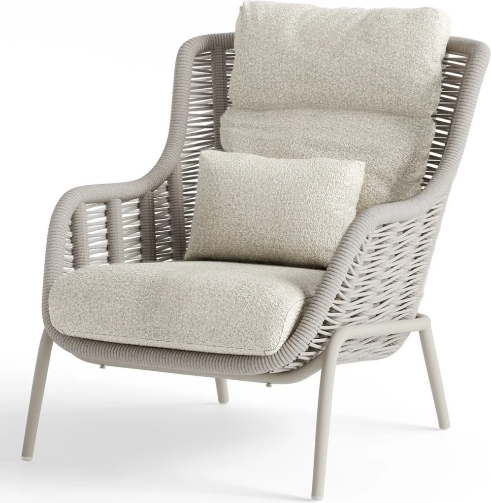 Casto high back loungestoel rope camel sand beachy boucle SUNS