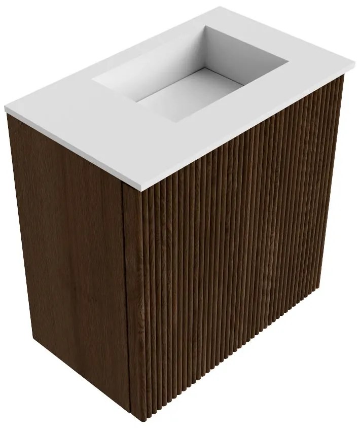 Mondiaz Joya 40cm toiletmeubel walnut met wastafel faye rechts 1 kraangat talc