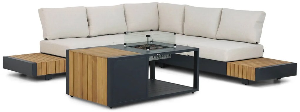 Hoek loungeset 5 personen Aluminium/teak Grijs  Santika Furniture Santika