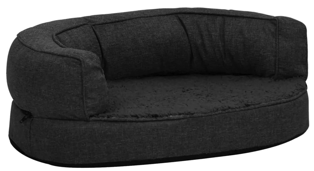 vidaXL Hondenbed ergonomisch linnen-look 60x42 cm fleece zwart