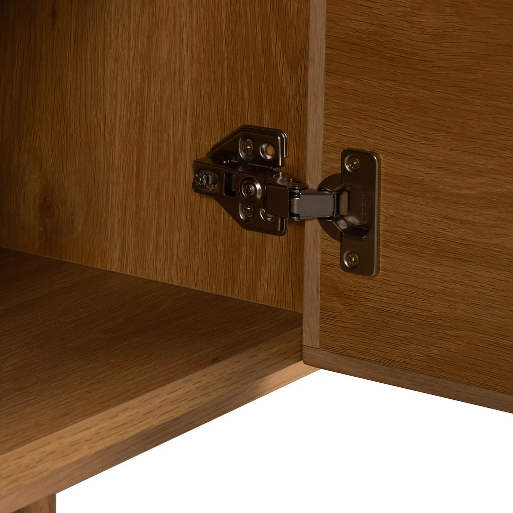 Eiken Dressoir Met Stoffen Deuren 180 Cm - 180x40x60cm.