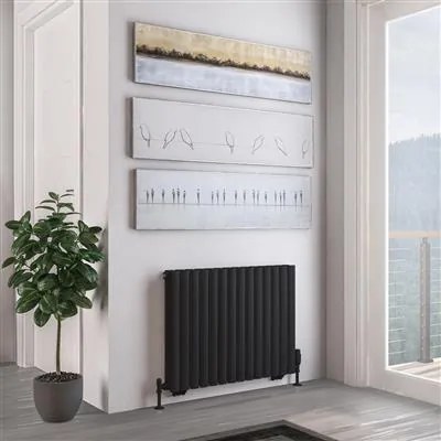 Eastbrook Tunstall dubbele radiator 80x60cm 1145W zwart mat