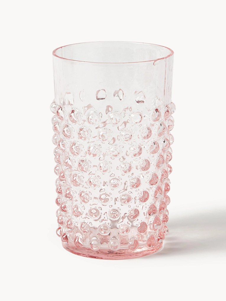 Handgemaakte waterglazen Hobnail met reliëf, 6 stuks