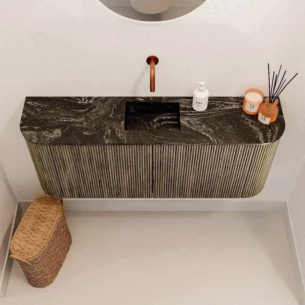 Mondiaz Joya DLux 105cm toiletmeubel ronding links/rechts dusk met wastafel faye midden zonder kraangat lava