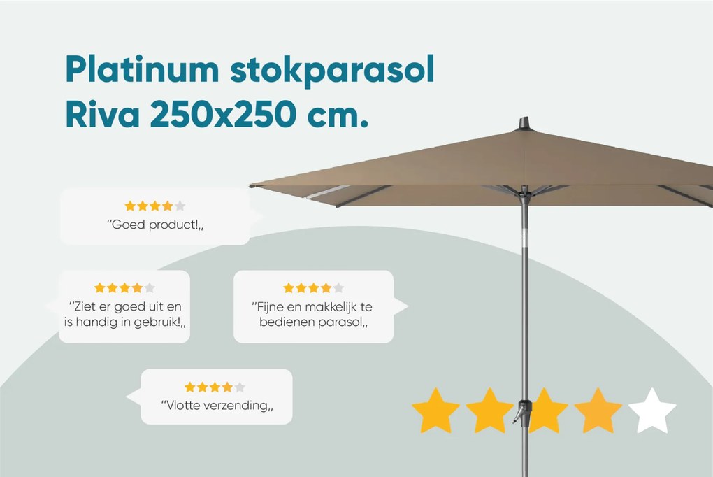 Platinum Riva stokparasol 2,5x2,5 m. - Taupe