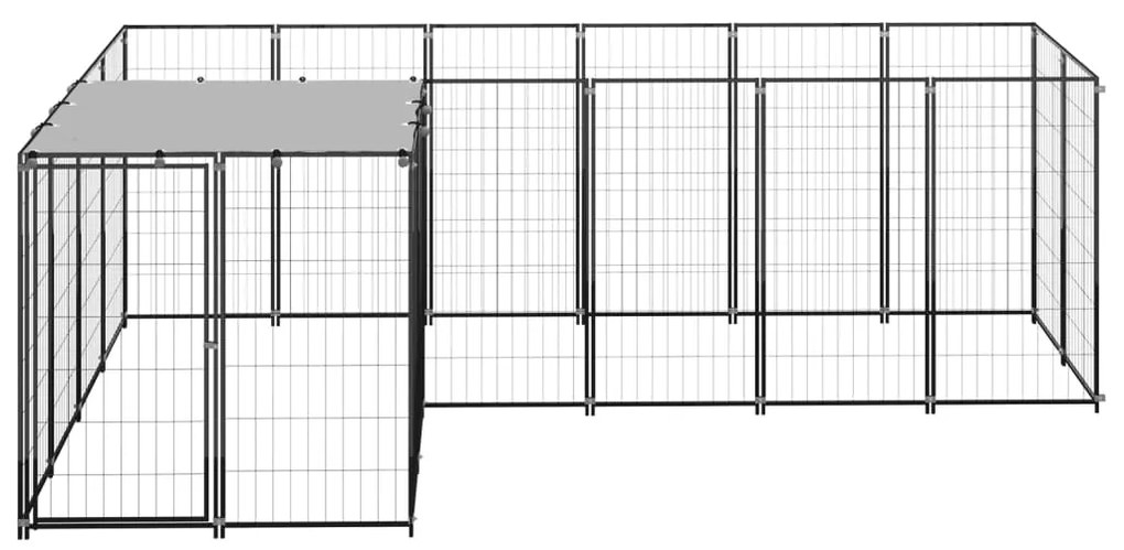 vidaXL Hondenkennel 4,84 m² staal zwart