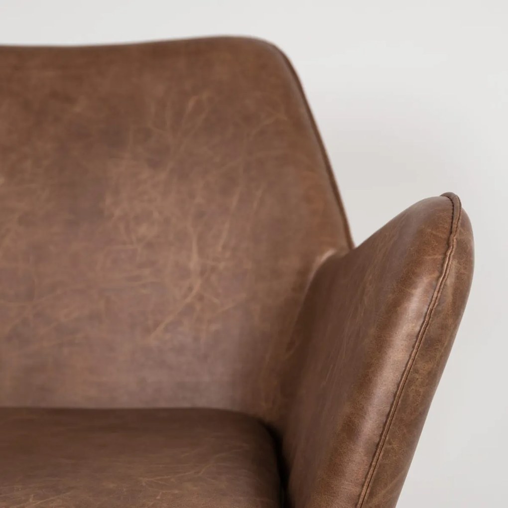 Lederen Retro Fauteuil Bruin