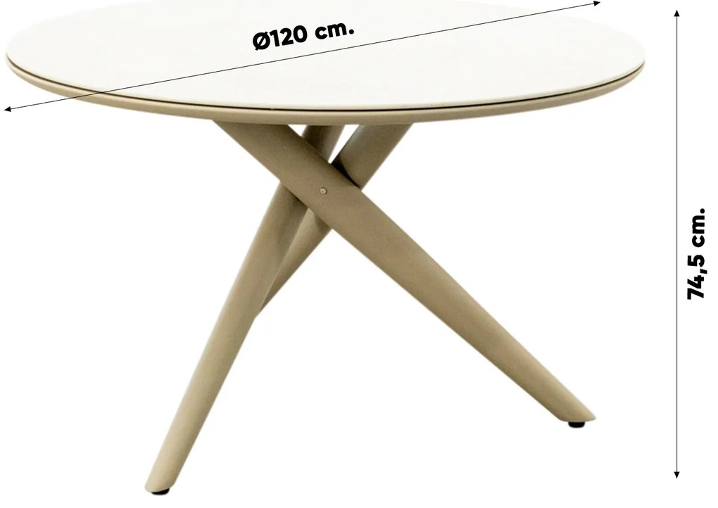 Dublin ronde tuintafel Ø120 cm. - Latte