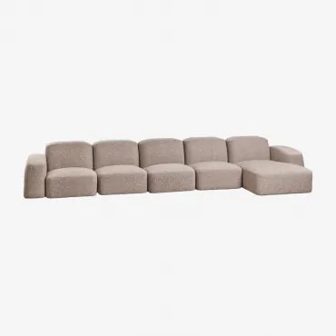 Bastian 5-delige Modulaire Chaise Longuebank Rechts Bouclé Mokkabruin - Sklum
