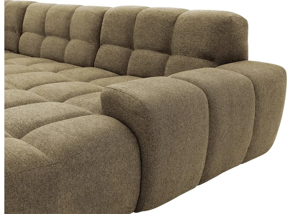 Goossens Excellent Bank Kubus - 30 X 30 Cm Stiksel groen, stof, 1,5-zits, modern design met chaise longue rechts
