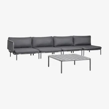 Tuinset Met 4-delige Modulaire Hoekbank En Salontafel Van Staal Roubly Grijs – Grafiet - Sklum