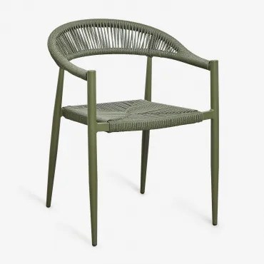 Set Van 2 Stapelbare Tuinstoelen Met Armleuningen In Aluminium En Synthetisch Rotan Amatria Groen – Intens Olijf - Sklum