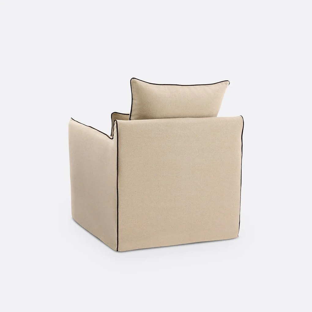 Fauteuil, afneembare hoezen, in dik linnen, Odna