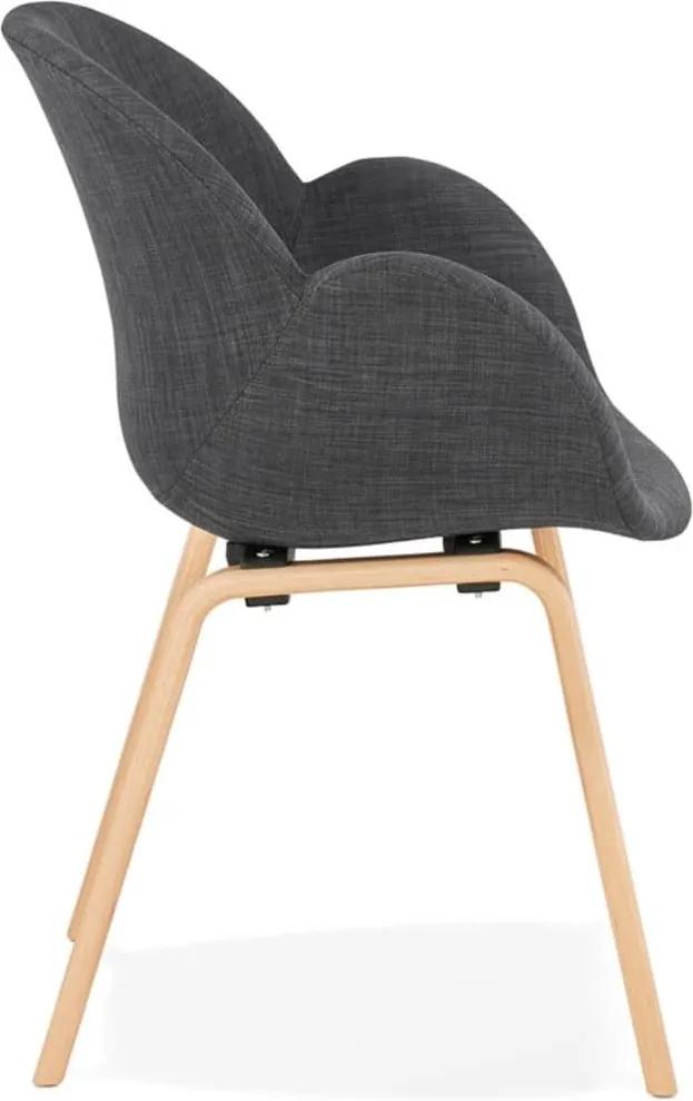 Design stoel met armleuningen 'SAMY' van grijze stof Scandinavische