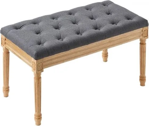 VEVOR gestoffeerde kaptafelbank 80 x 40 x 48 cm, rechthoekige kaptafelbank, poten van rubberhout, bedbank, halbank, krukbank, entreebank voor eetkamer, woonkamer, slaapkamer, hal, grijs