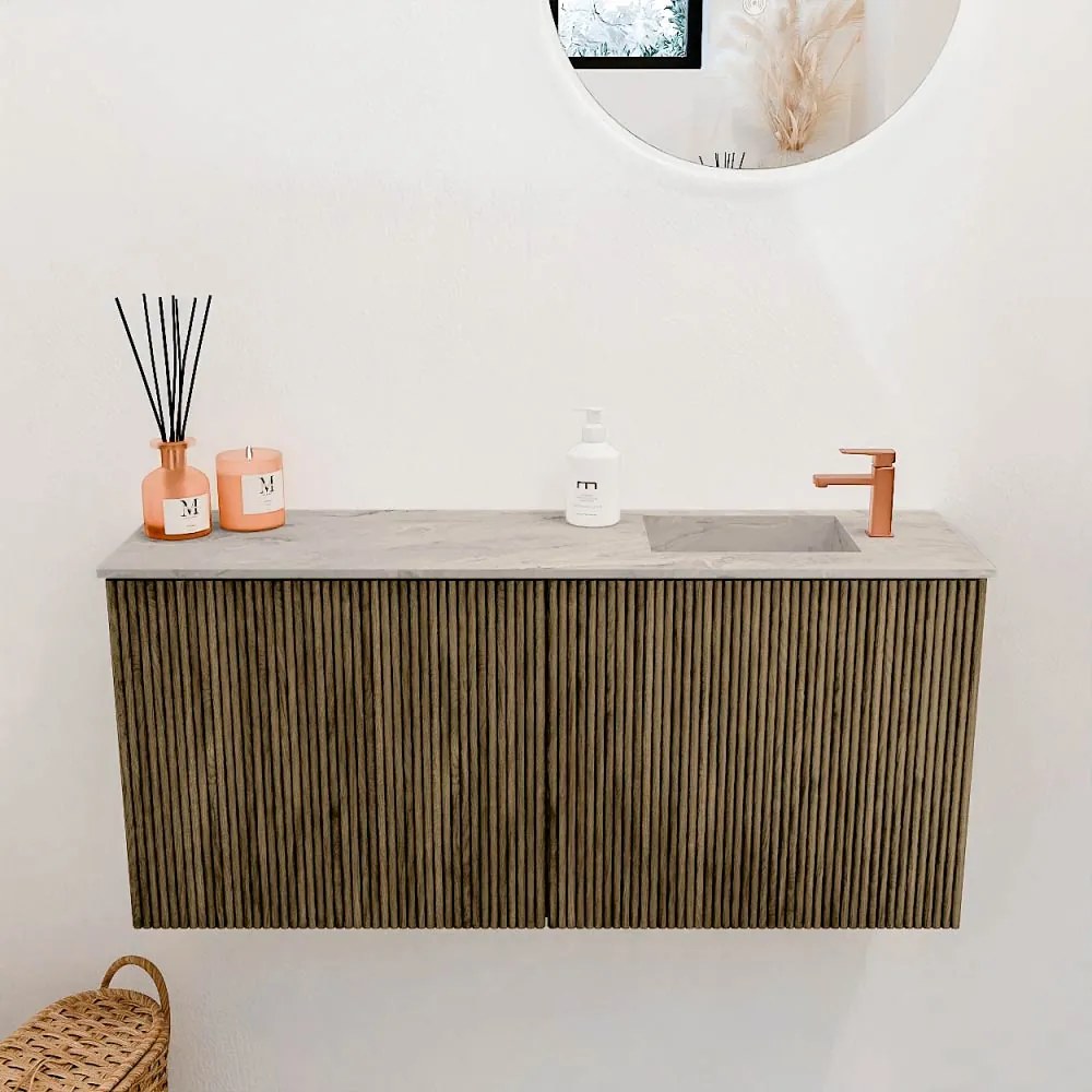 Mondiaz Joya DLux 90cm toiletmeubel dusk met wastafel faye rechts 1 kraangat glace