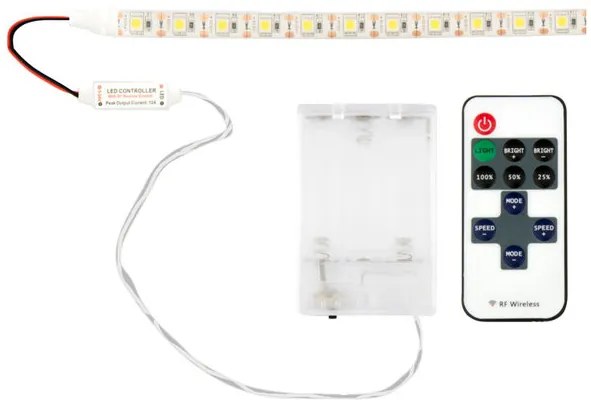LED Strip Warm Wit Waterdicht Op 3xAA Batterijen, Dimbaar, Onderbouw