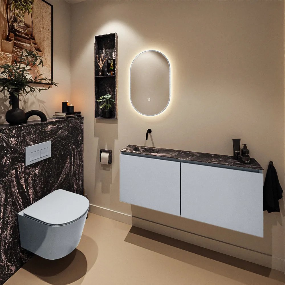 Mondiaz Ture DLux toiletmeubel 120cm clay met wastafel lava links zonder kraangat