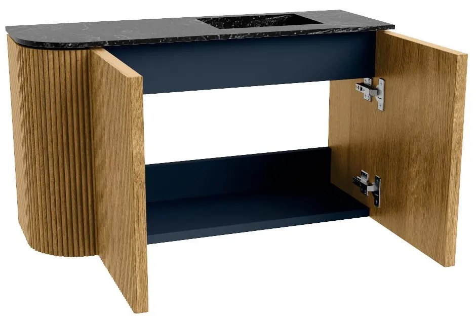 Mondiaz Joya DLux 70cm toiletmeubel ronding links oak met wastafel faye rechts zonder kraangat lava