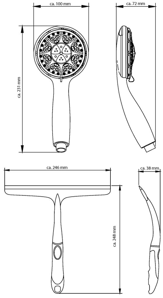 Schutte Uni handdoucheset met douchewisser, chroom