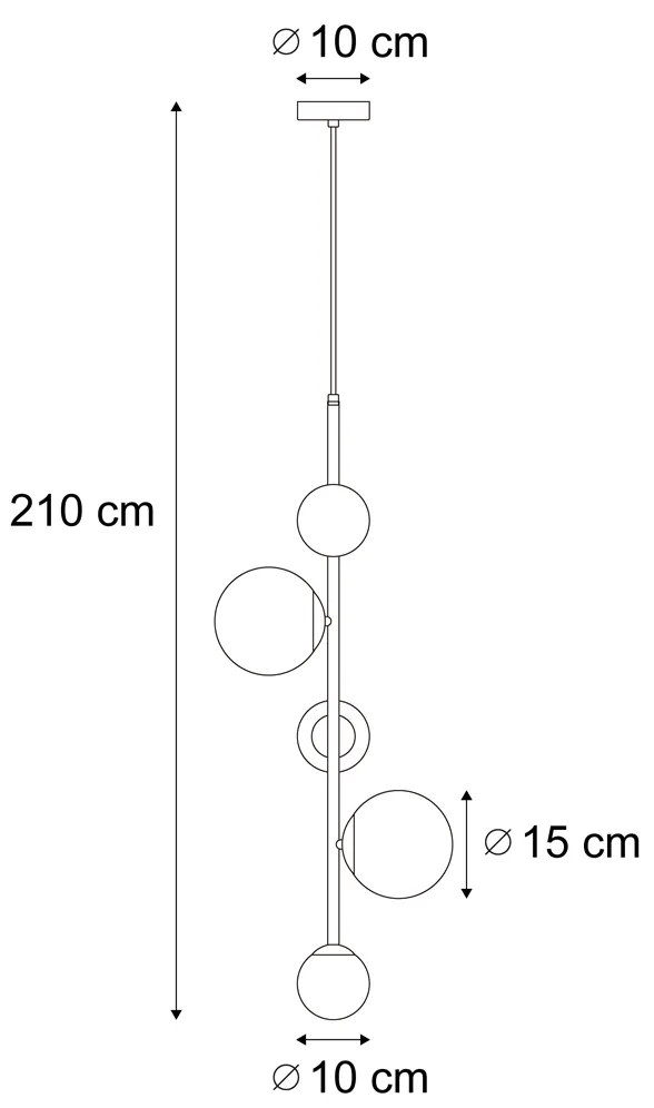 Design hanglamp zwart met mat glas 5-lichts - Vertical Design G9 bol / globe / rond Binnenverlichting Lamp