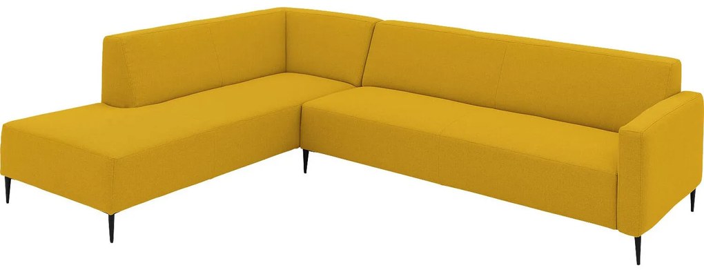 Goossens  Key West geel, stof, 3-zits, modern design met ligelement links