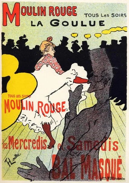 Toulouse-Lautrec, Henri de - Kunstreproductie La Goulue, (30 x 40 cm)