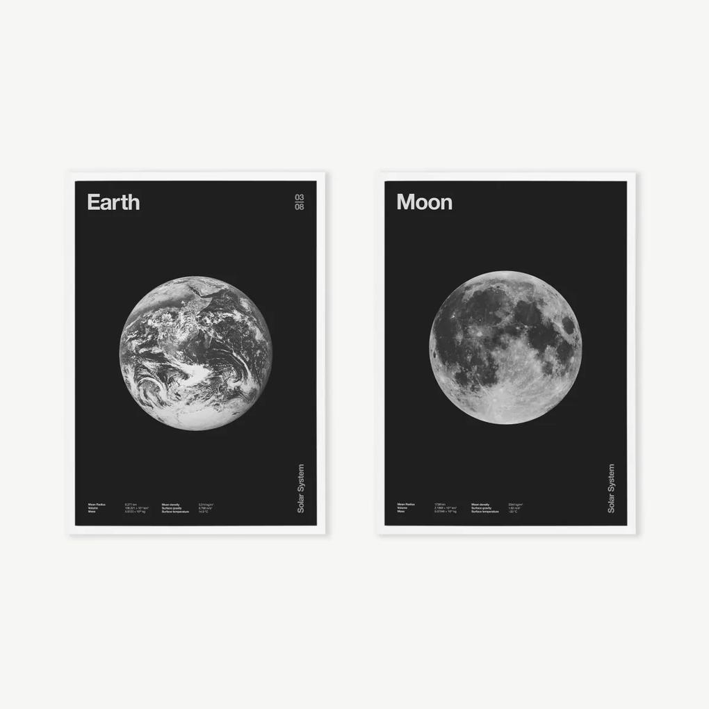 The Clubs, 'Our Moon & Earth', set van 2 ingelijste prints, A3