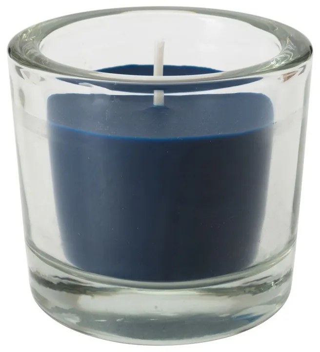 Kaars in glas - 6.5x6 cm - donkerblauw
