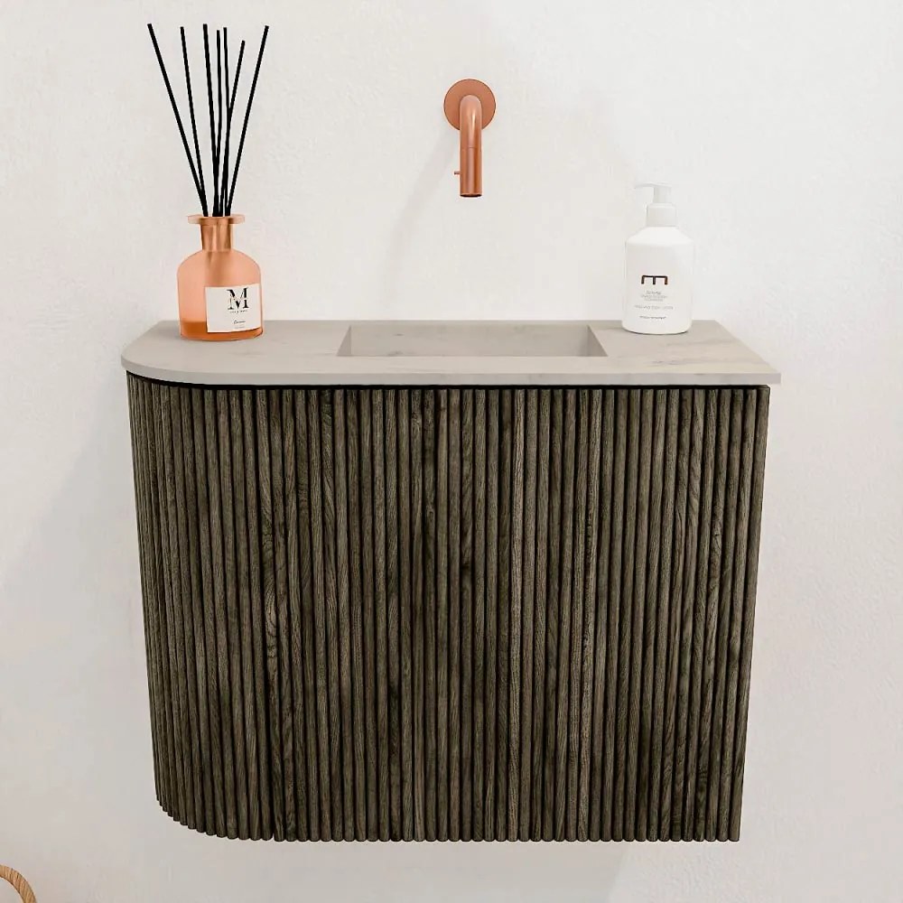 Mondiaz Joya DLux 50cm toiletmeubel ronding links shadow met wastafel faye rechts zonder kraangat opalo