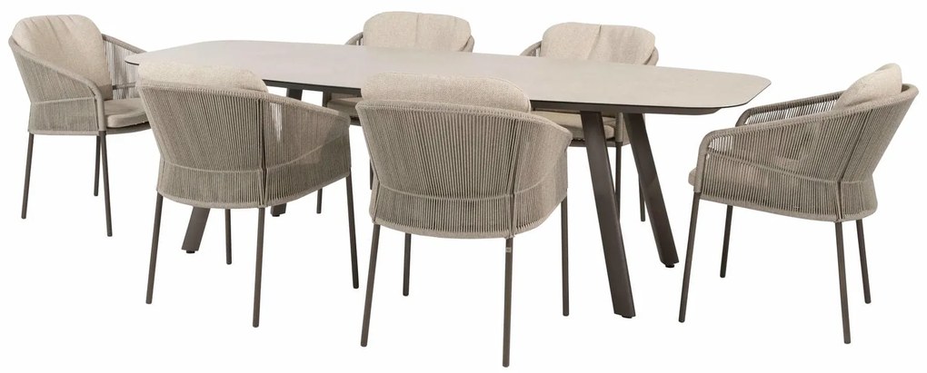 Taste by 4 Seasons Florence tuinset terre met Manolo tafel 240 cm Tuinstoel   bruin weerbestendig