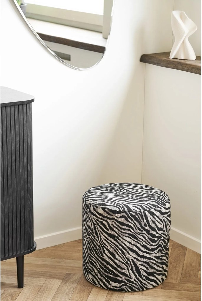 Kimberley Poef Jacquard - Black/White