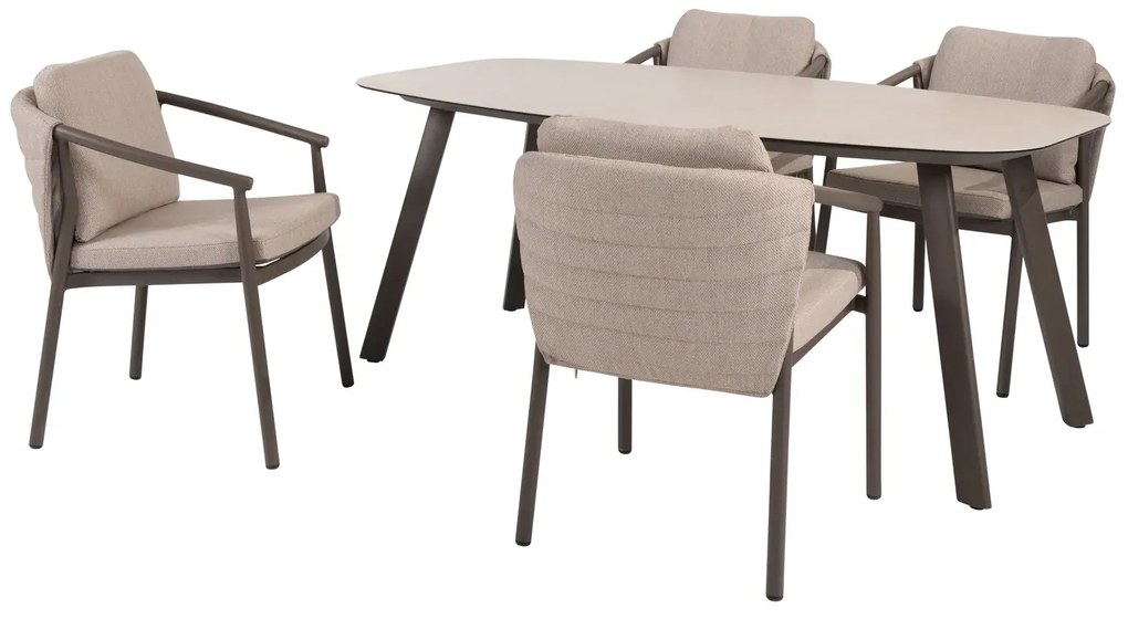 Taste by 4 Seasons Barolo tuinset terre met Manolo tafel met geprint keramisch blad 180 cm SALE Tuinset bruin weerbestendig