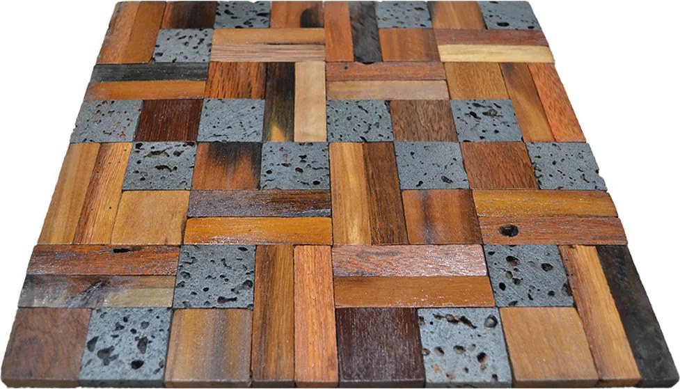 Houten Mozaïekpaneel | Lava Mix | 30×30 cm | Hout | Tegel