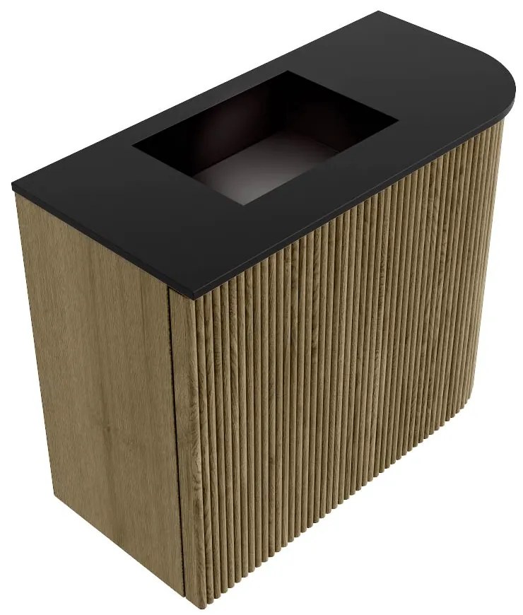 Mondiaz Joya 50cm toiletmeubel ronding rechts dusk met wastafel faye links 1 kraangat urban