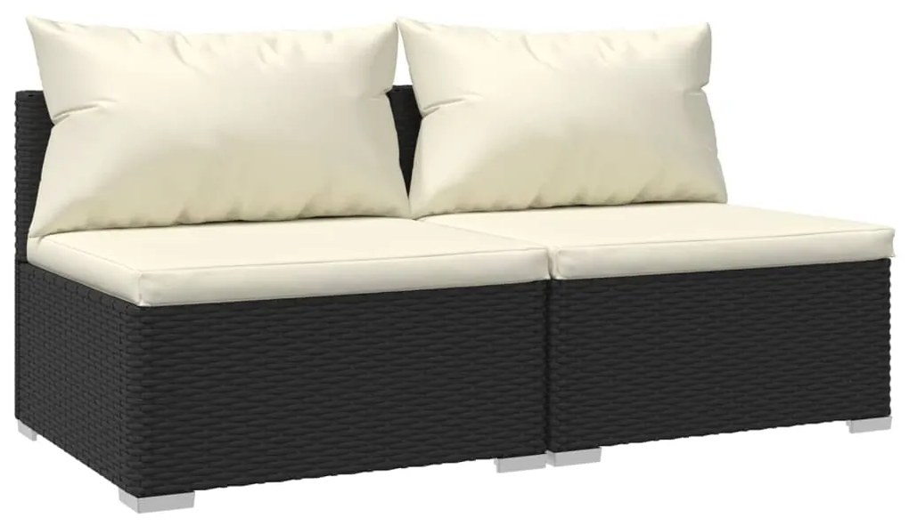 vidaXL 2-delige Loungeset met kussens poly rattan zwart