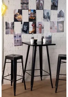 Set Met Een Hoge Tafel & 2 Hoge Krukken Lix Zwart - Sklum